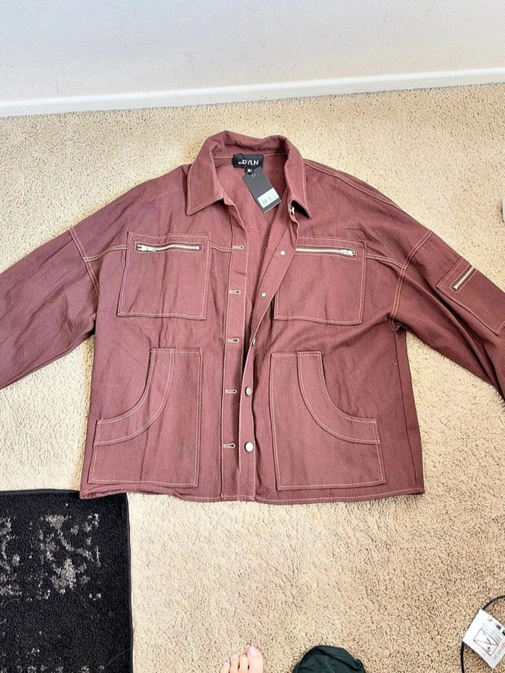 BY.DYLN Avant Jacket in Chocolate Utility Jacket Brown Medium